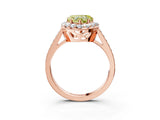 Rose gold Fancy Yellow Heart Cut Diamond Floral Halo Ring with Pavé Band and Prong Setting_6