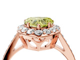 Rose gold Fancy Yellow Heart Cut Diamond Floral Halo Ring with Pavé Band and Prong Setting_7