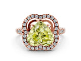 Rose gold Fancy Yellow Heart Cut Diamond Floral Halo Split Shank Prong Setting Ring