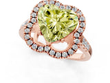 Rose gold Fancy Yellow Heart Cut Diamond Floral Halo Split Shank Prong Setting Ring_1