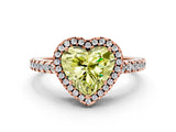 Rose gold Fancy Yellow Heart Cut Diamond Halo Engagement Ring with Pavé Band and Prong Setting_27