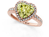 Rose gold Fancy Yellow Heart Cut Diamond Halo Engagement Ring with Pavé Band and Prong Setting_28