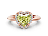 Rose gold Fancy Yellow Heart  Cut Diamond Halo Engagement Ring with Split Shank and Four-Prong Setting_89