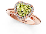 Rose gold Fancy Yellow Heart  Cut Diamond Halo Engagement Ring with Split Shank and Four-Prong Setting_90