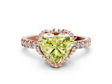 Rose gold Fancy Yellow Heart Cut Diamond Halo Pave Band with Four-Prong Setting_3