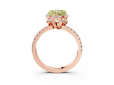 Rose gold Fancy Yellow Heart Cut Diamond Halo Pave Band with Four-Prong Setting_6