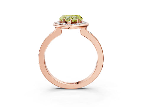 Rose gold Fancy Yellow Heart Cut Diamond Halo Ring with Bezel Frame and Pavé Band_3