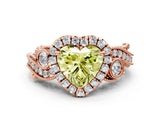 Rose gold Fancy Yellow Heart Cut Diamond Halo Ring with Milgrain Pavé Band and Four-Prong Setting_54