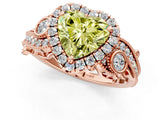 Rose gold Fancy Yellow Heart Cut Diamond Halo Ring with Milgrain Pavé Band and Four-Prong Setting_55
