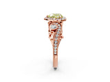 Rose gold Fancy Yellow Heart Cut Diamond Halo Ring with Milgrain Pavé Band and Four-Prong Setting_56