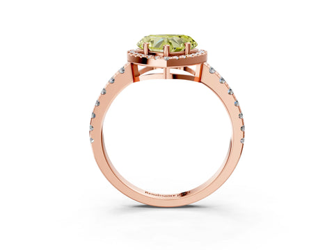 Rose gold Fancy Yellow Heart Cut Diamond Halo Ring with Pavé Band and Four-Prong Setting_3