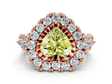 Rose gold Fancy Yellow Heart Cut Diamond Halo Ring with Pavé Band and Four-Prong Setting_41