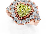 Rose gold Fancy Yellow Heart Cut Diamond Halo Ring with Pavé Band and Four-Prong Setting_42