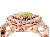 Rose gold Fancy Yellow Heart Cut Diamond Halo Ring with Pavé Band and Four-Prong Setting_45
