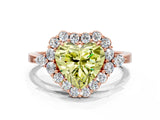 Rose gold Fancy Yellow Heart Cut Diamond Halo Ring with Pear Side Stones and Prong Setting_51