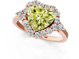 Rose gold Fancy Yellow Heart Cut Diamond Halo Ring with Pear Side Stones and Prong Setting_52