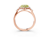 Rose gold Fancy Yellow Heart Cut Diamond Halo Ring with Pear Side Stones and Prong Setting_54