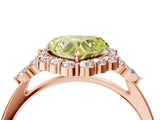 Rose gold Fancy Yellow Heart Cut Diamond Halo Ring with Pear Side Stones and Prong Setting_55