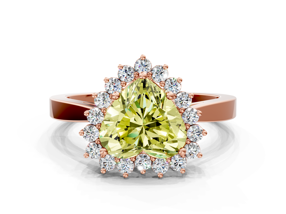 Rose gold Fancy Yellow Heart  Cut Diamond Halo Ring with Round Brilliant Halo and Solitaire Band_72