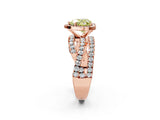 Rose gold Fancy Yellow Heart Cut Diamond Halo Ring with Round Split Shank and Prong Setting_38