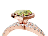 Rose gold Fancy Yellow Heart Cut Diamond Halo Ring with Round Split Shank and Prong Setting_40