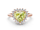 Rose gold Fancy Yellow Heart  Cut Diamond Halo Ring with Solitaire Band and Prong Setting_74