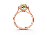 Rose gold Fancy Yellow Heart  Cut Diamond Halo Ring with Solitaire Band and Prong Setting_77