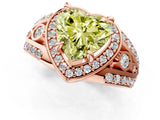 Rose gold Fancy Yellow Heart Cut Diamond Halo Ring with Split Shank and Bezel Accents and Four-Prong Setting_1