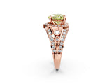 Rose gold Fancy Yellow Heart Cut Diamond Halo Ring with Split Shank and Bezel Accents and Four-Prong Setting_2