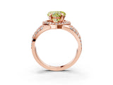 Rose gold Fancy Yellow Heart Cut Diamond Halo Ring with Split Shank and Bezel Accents and Four-Prong Setting_3