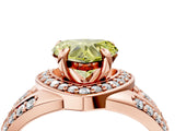 Rose gold Fancy Yellow Heart Cut Diamond Halo Ring with Split Shank and Bezel Accents and Four-Prong Setting_4