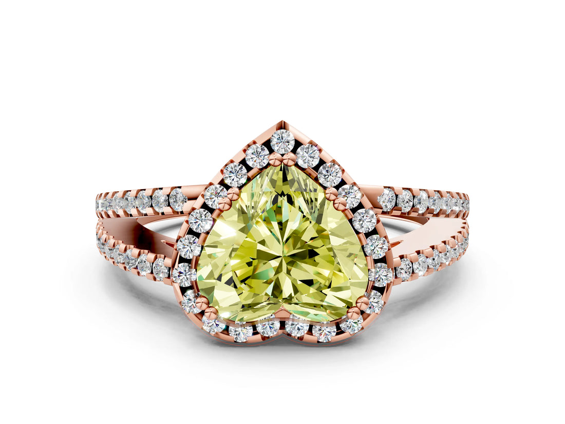 Rose gold Fancy Yellow Heart Cut Diamond Halo Split Shank Engagement Ring_39