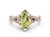 Rose gold Fancy Yellow Heart Cut Diamond  Halo Twist Band Solitaire Prong Setting Ring_24