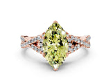 Rose gold Fancy Yellow Heart Cut Diamond  Halo Twist Band Solitaire Prong Setting Ring_42
