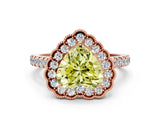 Rose gold Fancy Yellow Heart  Cut Diamond Milgrain Floral Halo Engagement Ring with Pavé Band_15