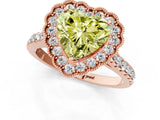 Rose gold Fancy Yellow Heart  Cut Diamond Milgrain Floral Halo Engagement Ring with Pavé Band_16