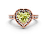 Rose gold Fancy Yellow Heart Cut Diamond Milgrain Halo Engagement Ring with Round Pavé Band and Prong Setting_24