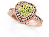 Rose gold Fancy Yellow Heart Cut Diamond Milgrain Halo Engagement Ring with Round Pavé Band and Prong Setting_25