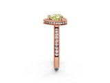 Rose gold Fancy Yellow Heart Cut Diamond Milgrain Halo Engagement Ring with Round Pavé Band and Prong Setting_26