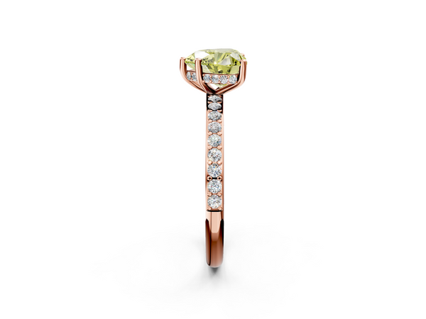 Rose gold Fancy Yellow Heart  Cut Diamond Pavé Band Ring with Four-Prong Setting