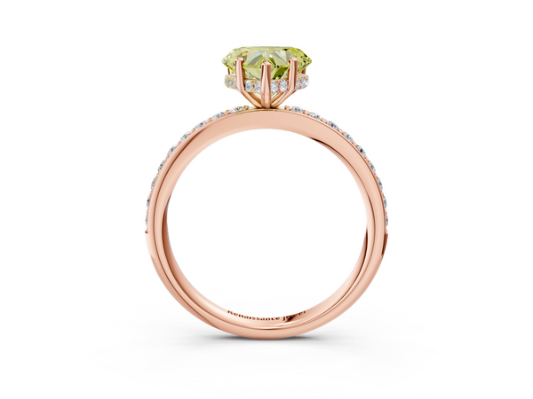 Rose gold Fancy Yellow Heart  Cut Diamond Pavé Band Ring with Four-Prong Setting