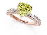 Rose gold Fancy Yellow Heart Cut Diamond Pavé Band Solitaire Ring with Prong Setting_63