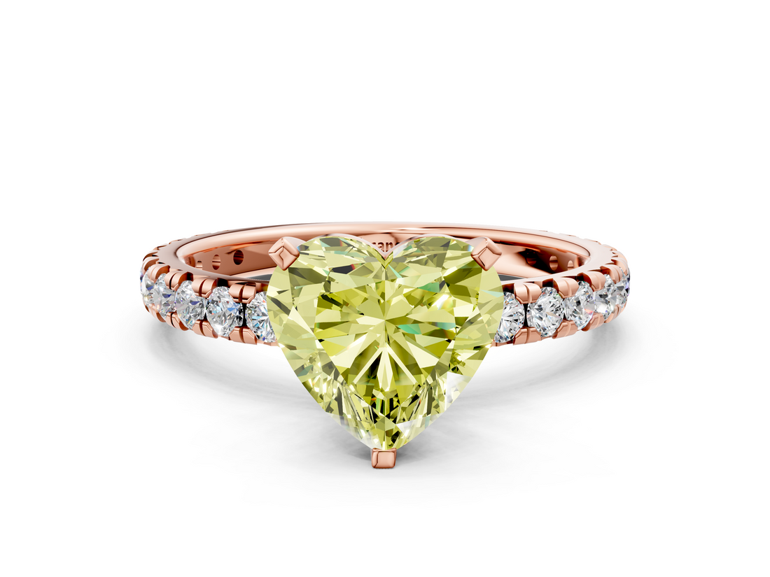 Rose gold Fancy Yellow Heart  Cut Diamond Pavé Band with Four-Prong Setting_34