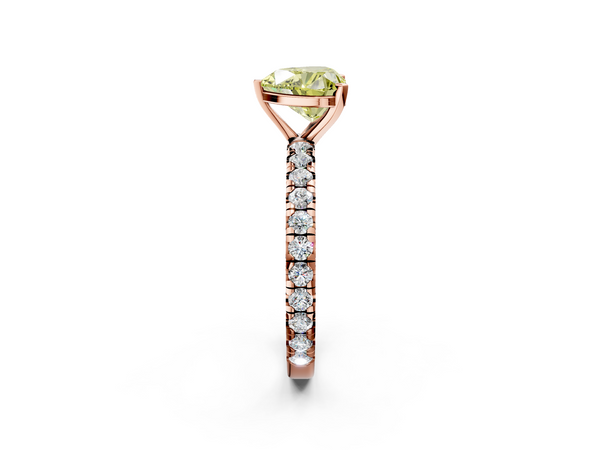 Rose gold Fancy Yellow Heart  Cut Diamond Pavé Band with Four-Prong Setting
