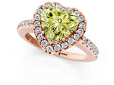Rose gold Fancy Yellow Heart Cut Diamond Pavé Halo Ring with Four-Prong Setting_37