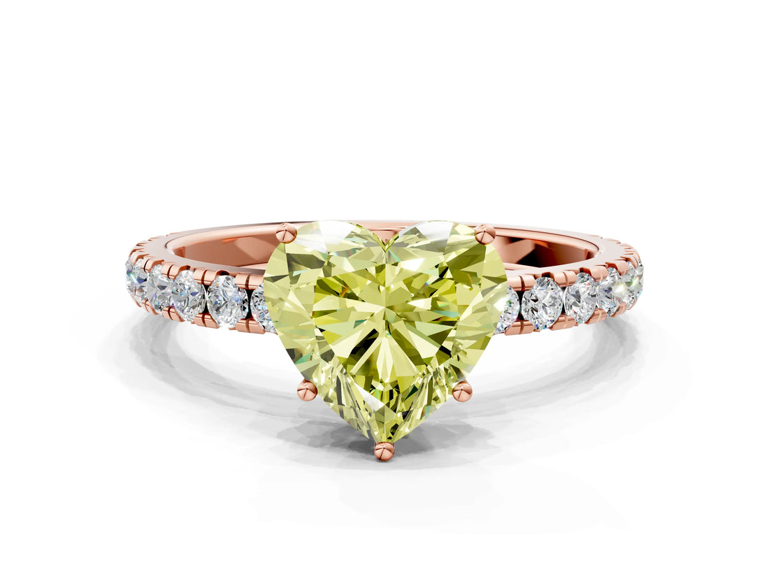 Rose gold Fancy Yellow Heart Cut Diamond Pavé Solitaire Engagement Ring with Four-Prong Setting_90