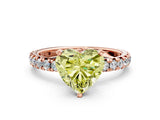 Rose gold Fancy Yellow Heart Cut Diamond Pavé Solitaire Ring with Round Band and Prong Setting_12