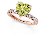 Rose gold Fancy Yellow Heart Cut Diamond Pavé Solitaire Ring with Round Band and Prong Setting_13