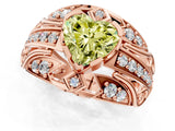 Rose gold Fancy Yellow Heart Cut Diamond Pave Art Deco Split Shank Ring with Four-Prong Setting_1