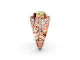 Rose gold Fancy Yellow Heart Cut Diamond Pave Art Deco Split Shank Ring with Four-Prong Setting_2